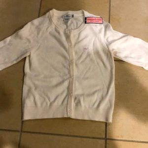 Cardigan, white, 100 percent cotton, long sleeve .